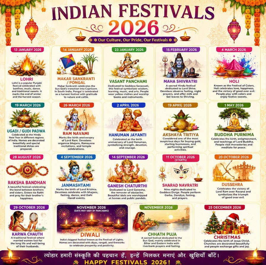 Indian Festivals in 2026 - Divinecart.in