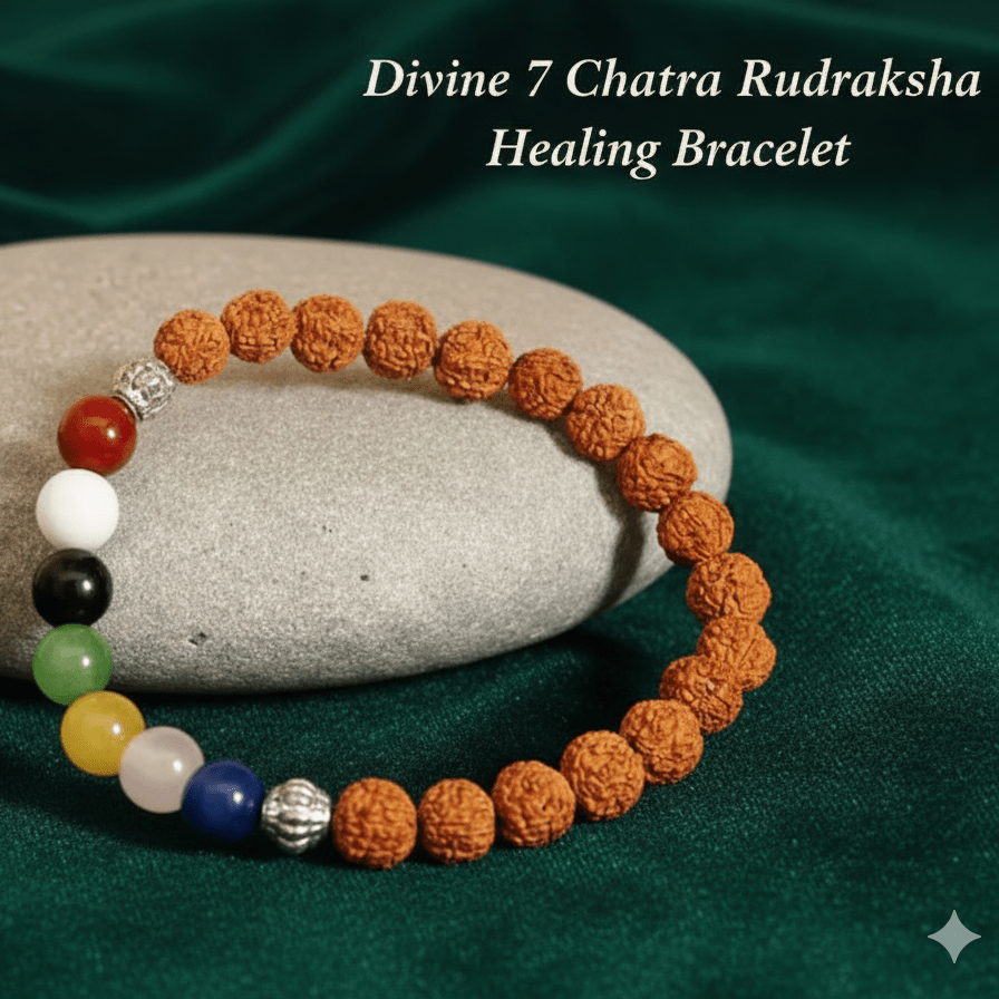 Divine 7 Chakra Rudraksha Healing Bracelet - Divinecart.in