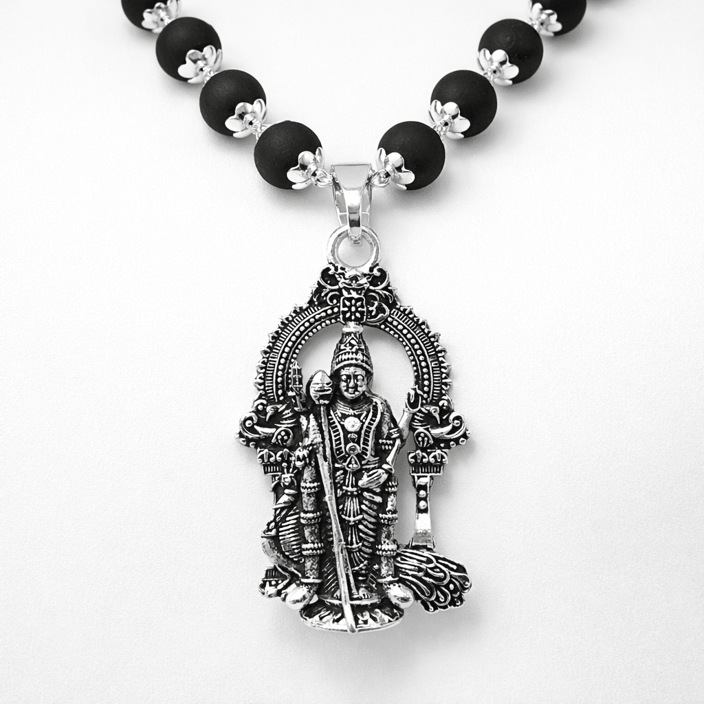 Silver Plated Karungali Mala | Original Karungali Wood Mala for Spiritual Growth | Divinecart - Divinecart.in