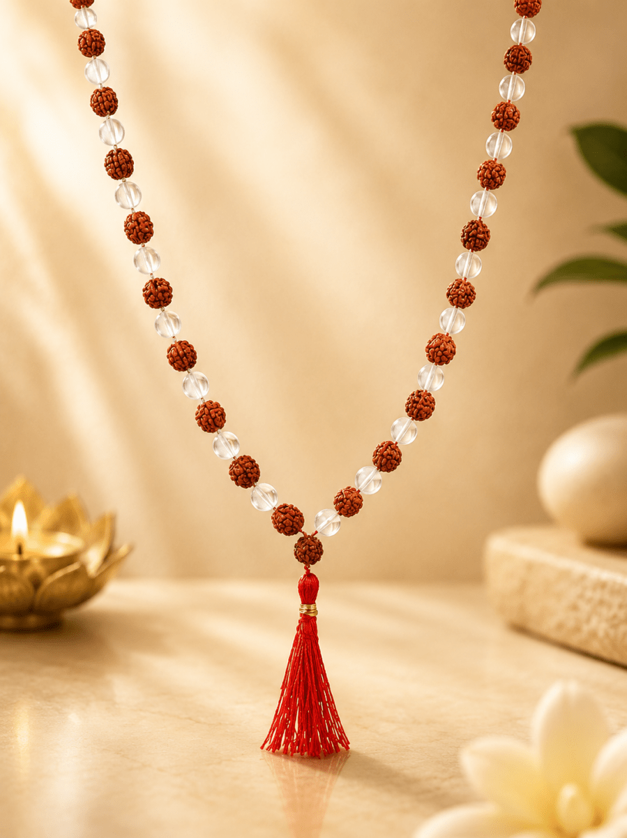 Divya Sphatik Rudraksha Shakti Mala - Divinecart.in
