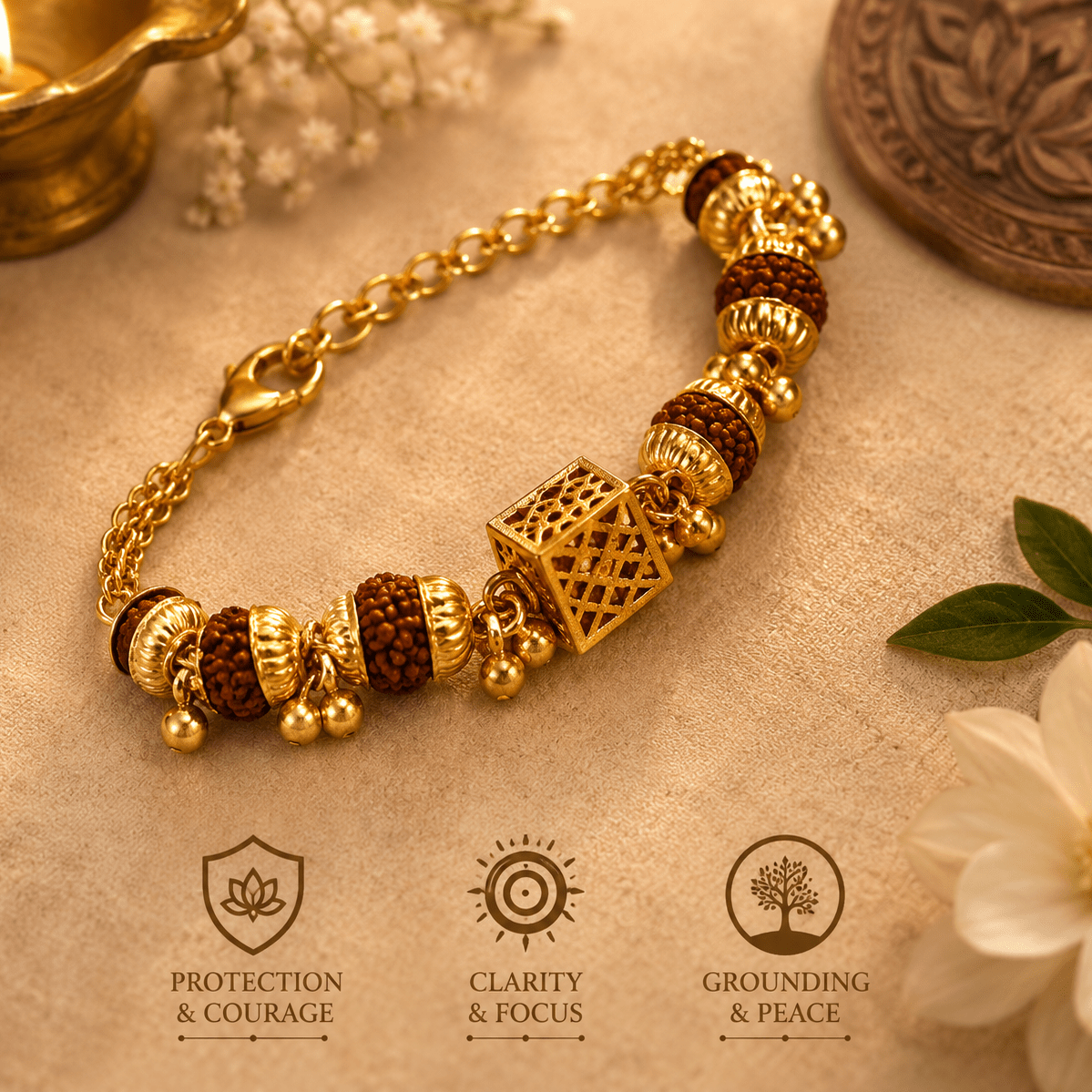 Ira Gold Rudraksha Bracelet for Women - Divinecart.in