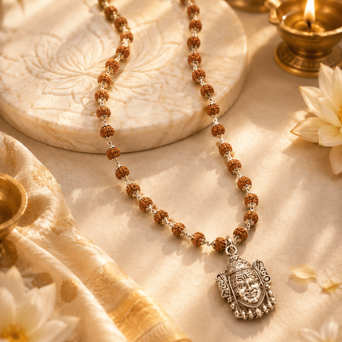 Mahakaal Silver Divine Rudraksha Mala - Divinecart.in