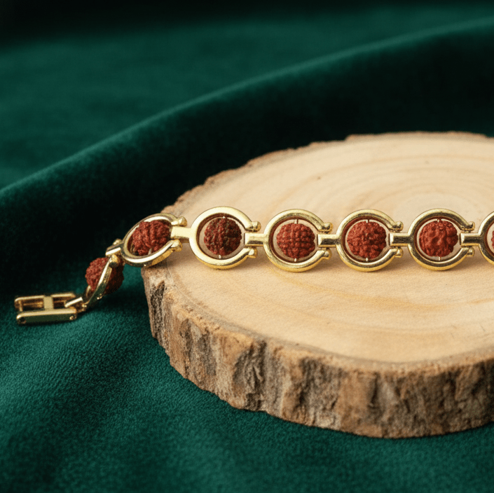 Shiv Aura Gold Rudraksha Round Bracelet - Divinecart.in