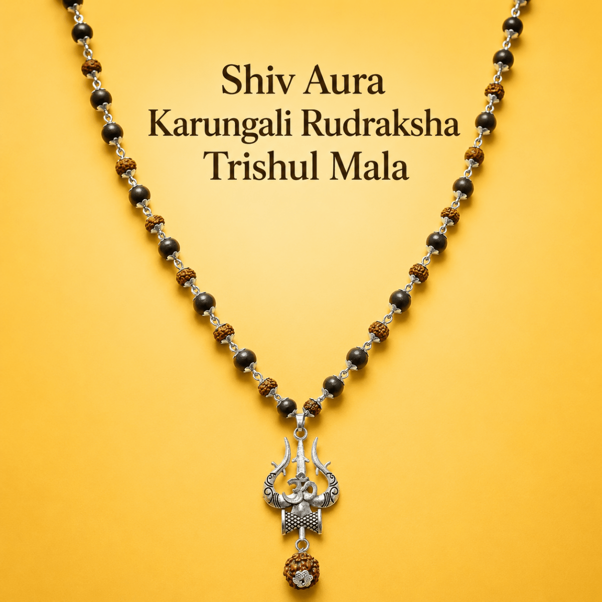 Shiv Aura Karungali Rudraksha Trishul Mala - Divinecart.in