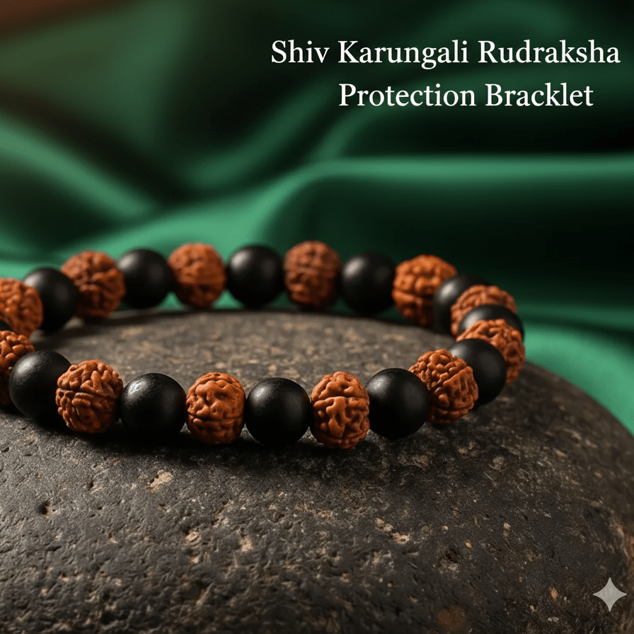 Shiv Karungali Rudraksha Protection Bracelet - Divinecart.in