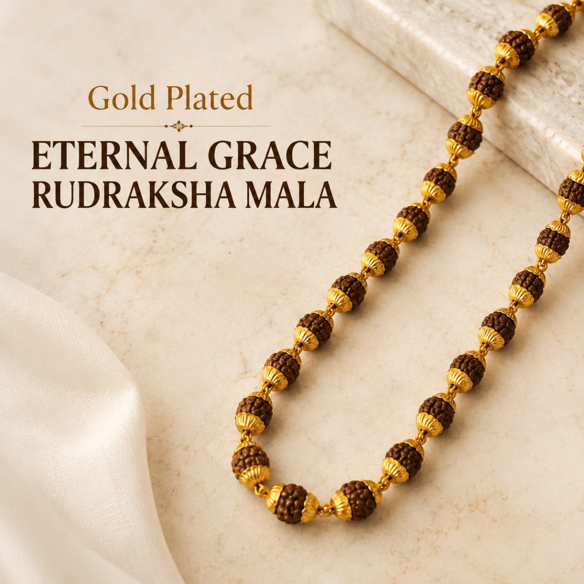 Shiv Kripa Gold Plated Rudraksha Mala - Divinecart.in