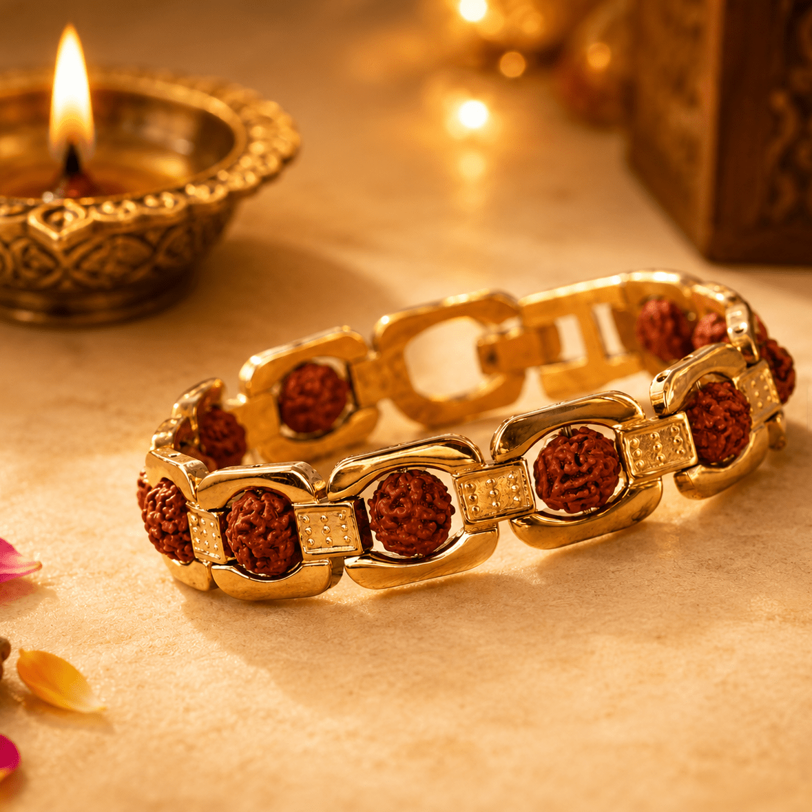 Shiv Gold Rudraksha Bracelet - Divinecart.in