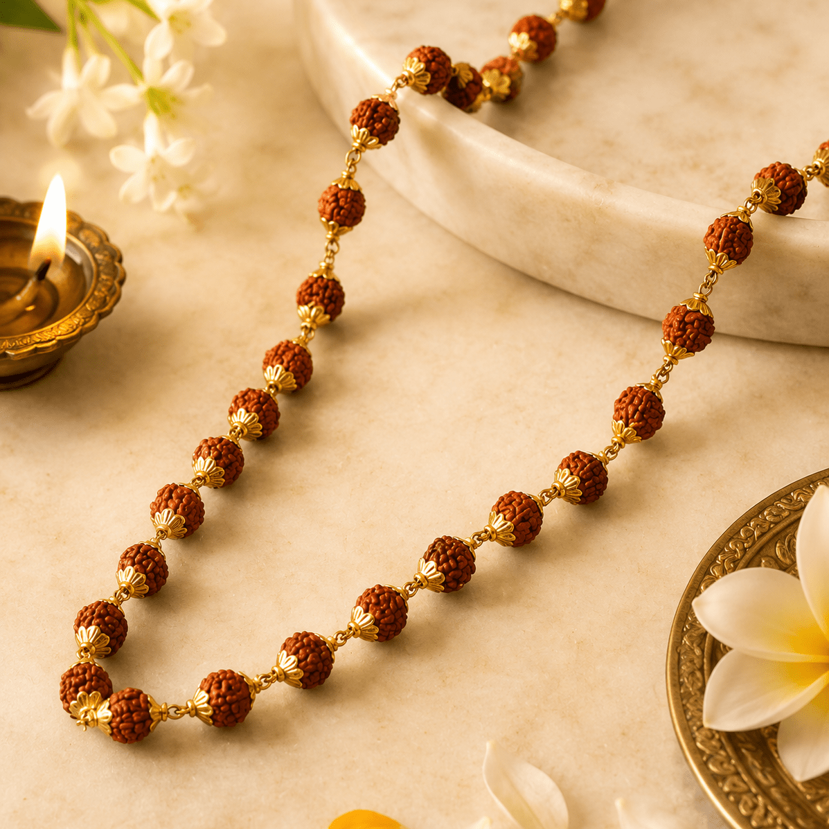 Shivoham Gold Divine Rudraksha Mala - Divinecart.in
