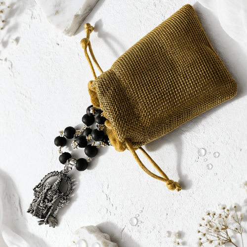 Silver Plated Karungali Mala | Original Karungali Wood Mala for Spiritual Growth | Divinecart - Divinecart.in